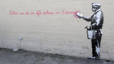 A mural by Banksy in Queens, New York. EPA