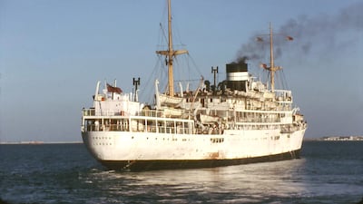 The Dwarka served the major Gulf ports and is pictured off the Bahrain coast in 1980. Photo: Kevin Patience