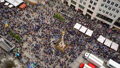 Scotland fans gather in Munich. AP