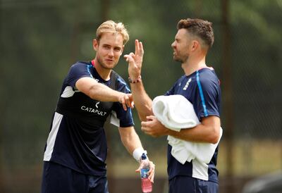 England bowlers Stuart Broad, left, and James Anderson. Reuters