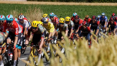 Jumbo-Visma's Jonas Vingegaard in the peloton during Stage 4. Reuters