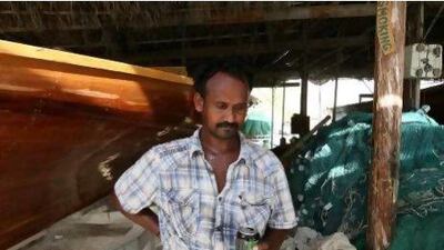 Muthuswamy, a cousin of the dead fisherman, at the fishing village in Umm Suqeim area in Dubai.