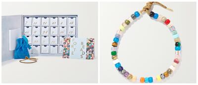 With two gemstone beads behind each door, you can create your own bracelet for Christmas Day. Photo: Carolina Bucci