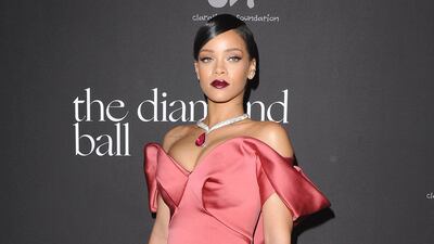 Zac Posen dressed Rihanna for her first annual Diamond Ball in 2014. Courtesy FilmMagic