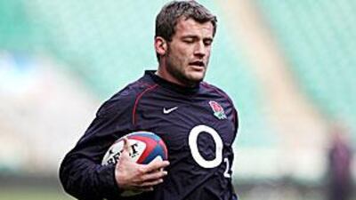 Mark Cueto receives a pass during training for England's Six Nations opener against Wales at Twickenham today.