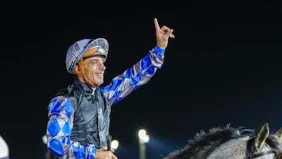 Mashhur Al Khalediah, ridden by Jean-Bernard Eyquem, won the Sheikh Zayed bin Sultan Al Nahyan Jewel Crown at the Abu Dhabi Equestrian Club. Victor Besa / The National