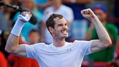 Andy Murray celebrates his Montreal Masters final victory over Novak Djokovic on Sunday. Andre Pichette / EPA / August 16, 2015