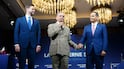 US Vice President JD Vance looks on as Pakistan's Prime Minister Shehbaz Sharif speaks while holding the hand of Qatar's Prime Minister, Sheikh Mohammed bin Abdulrahman. Getty Images