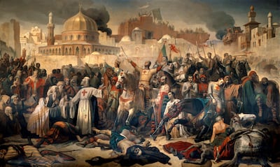 The taking of Jerusalem in 1099 during the First Crusade. Historians now agree that when the Crusaders stormed the city they left few Muslim men, women or children alive. Getty