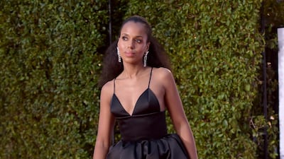 Scandal star Kerry Washington wore a black spaghetti strap Michael Kors that managed to feel sleek and simple despite the billowing skirt. AP / Richard Shotwell