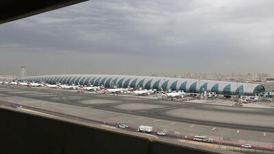 Dubai International Airport Terminal 3 as seen from the Emirates headquarters. Pawan Singh / The National