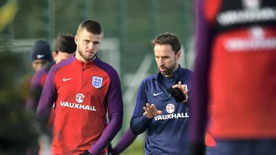 England's manager Gareth Southgate with Eric Dier, who has been included in the 2018 World Cup squad. Ben Stanstall / AFP