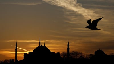 Hagia Sophia or Ayasofya, the Byzantine-era monument which is now a museum, is seen during a sunset in Istanbul, Turkey