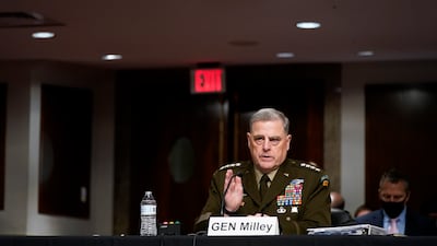 Chairman of the Joint Chiefs of Staff Gen Mark Milley speaks during a Senate Armed Services Committee hearing on the conclusion of military operations in Afghanistan. AP