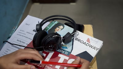 A student at Broadway with her English notes