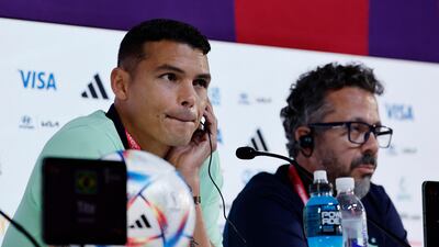 Brazil's Thiago Silva during a press conference. Reuters