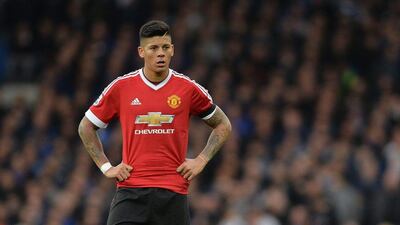 Manchester United's Marcos Rojo shown during the Premier League match against Everton on Saturday. Peter Powell / EPA / October 17, 2015