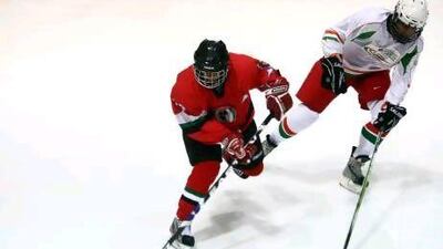 The UAE, in red, had few issues with India as the host team rolled to a 31-1 win on the first day of the IIHF under 18 Challenge Cup of Asia. Also participating are Thailand, who defeated Malaysia 19-1, and Hong Kong.
