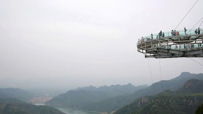 The glass sightseeing platform extends out 108 feet. Kim Kyung-Hoon / Reuters