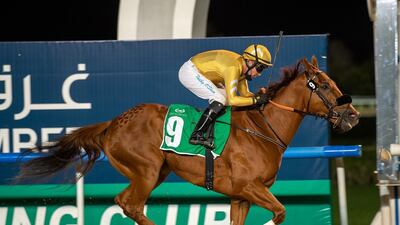 Tadhg O’Shea guides Imperial Empire to victory at Meydan on Thursday, December 23, 2021. DHRIC