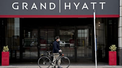 The Grand Hyatt hotel in Washington, D.C., US. The hotel chain is laying off staff and restructuring roles to deal with weak travel demand. Bloomberg