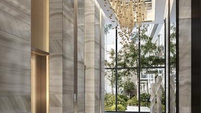 An artist rendering of the ground floor lift at The Sterling. Courtesy Omniyat