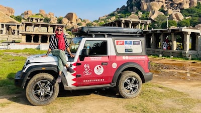 Indian mother of five, Naaji Noushi, 33, is on a solo trip from Kerala to Qatar to watch the World Cup and cheer for Argentina star Lionel Messi. Photo: Naaji Noushi