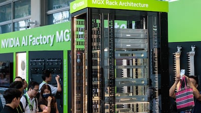 Nvidia's AI Factory MGX Ecosystem display at Computex in Taipei. The two companies are building a massive AI campus in France. AFP