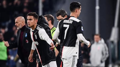 Cristiano Ronaldo leaves the pitch after being substituted for Paulo Dybala. AFP