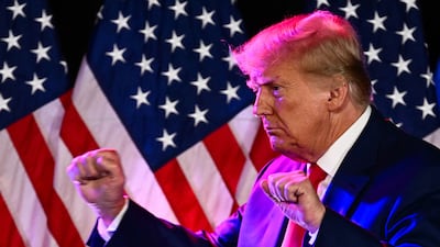 Donald Trump speaks at a Republican volunteer recruitment event in Las Vegas in July. AFP