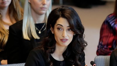 Amal Clooney speaks during a Security Council meeting on sexual violence at United Nations headquarters. AP