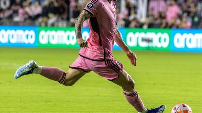 Inter Miami forward Lionel Messi in action during the Concacaf Champions Cup last-16 second leg against Nashville in Fort Lauderdale, Florida, USA, March 13, 2024. EPA