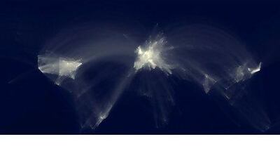 Map of scientific collabarations around the world between 2005 and 2009 by Olivier H Beauchesne.