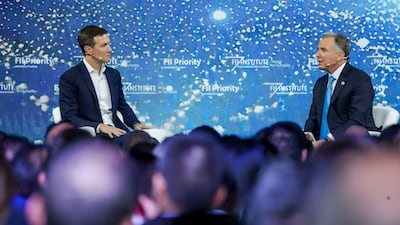 Jared Kushner and Steve Witkoff at the Future Investment Initiative Institute Priority conference in Miami on February 20. Bloomberg