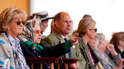 Queen Elizabeth was joined by Prince Edward and Sophie, right, the Earl and Countess of Wessex, as they sat in the Royal Box at the Royal Windsor Horse Show on Friday. PA