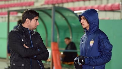 Omar Abdulrahman, right, sat out training with the rest of the Al Ain players. Courtesy Al Ain FC