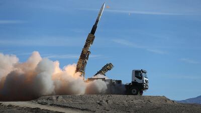 A picture of a Sayad missile being fired from the Talash missile system during an air defence drill at an undisclosed location in Iran. AFP