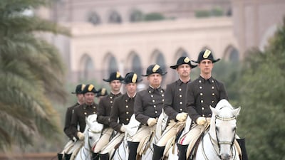 Riders from the Spanish Riding School of Vienna, perform during a live equestrian show at Emirates Palace. Ryan Carter / Ministry of Presidential Affairs