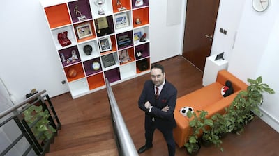 Ali Haidary, founder and CEO of Sport & Entertainment Solutions, at his office in Media City. Jeffrey Biteng / The National