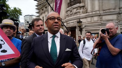 James Cleverly arrives for the announcement of Liz Truss as the Conservative Party's new leader. AFP