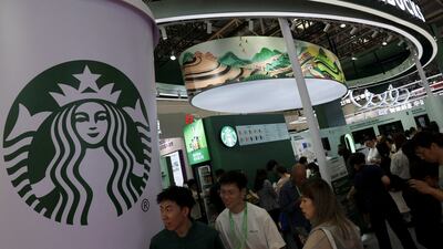 A Starbucks booth at China International Supply Chain Expo in Beijing in July. The company is now undergoing heavy restructuring. Reuters
