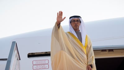 Sheikh Mansour departs after attending the summit