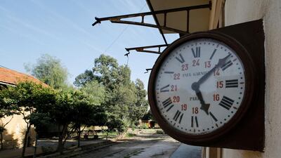 A clock is seen at the remains of the old railway station in Beirut, Lebanon. Jamal Saidi/Reuters