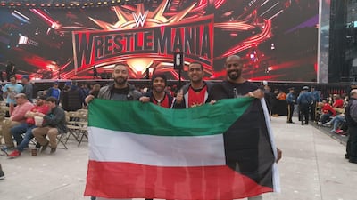 Ahmad Hussain and his friends, who took a 20-hour flight from Kuwait to New Jersey to attend WrestleMania 35, now have a chance to drive to Riyadh for WrestleMania 43. Evelyn Lau / The National