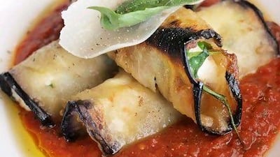 Aubergine rolls make for a tasty, filling and healthy meal.