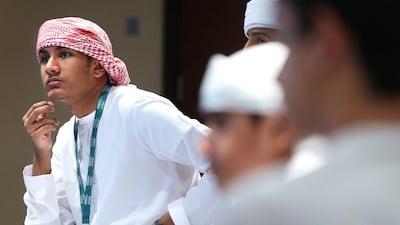 Saeed Ahmed Al Romaithi attends a meeting of the young Emirati students who participated in the Summer@INSEAD programme. Delores Johnson / The National
