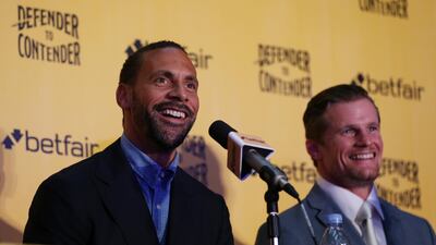 Rio Ferdinand, left, during a news conference in London to launch his attempt to become a professional boxer. Tom Jacobs / Reuters