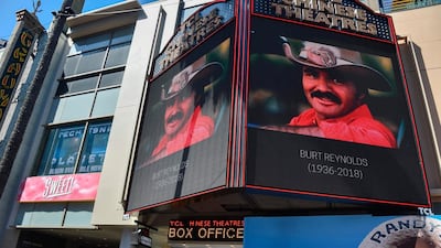 A picture of Burt Reynolds is seen on the TLC Chinese Theatre on the Hollywood walk of fame in Hollywood. AFP