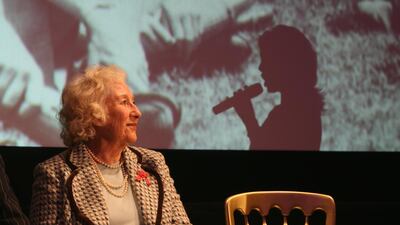 Dame Vera Lynn smiles as she watches Katherine Jenkins sing as she celebrates her 90th birthday at the Imperial War Museum on March 20, 2007 in London. Getty Images