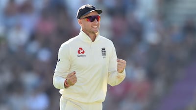 England's Joe Root celebrates as India's Mohammed Shami is caught by James Anderson during Day 4 of the fourth Test at the Ageas Bowl in Southampton. AFP